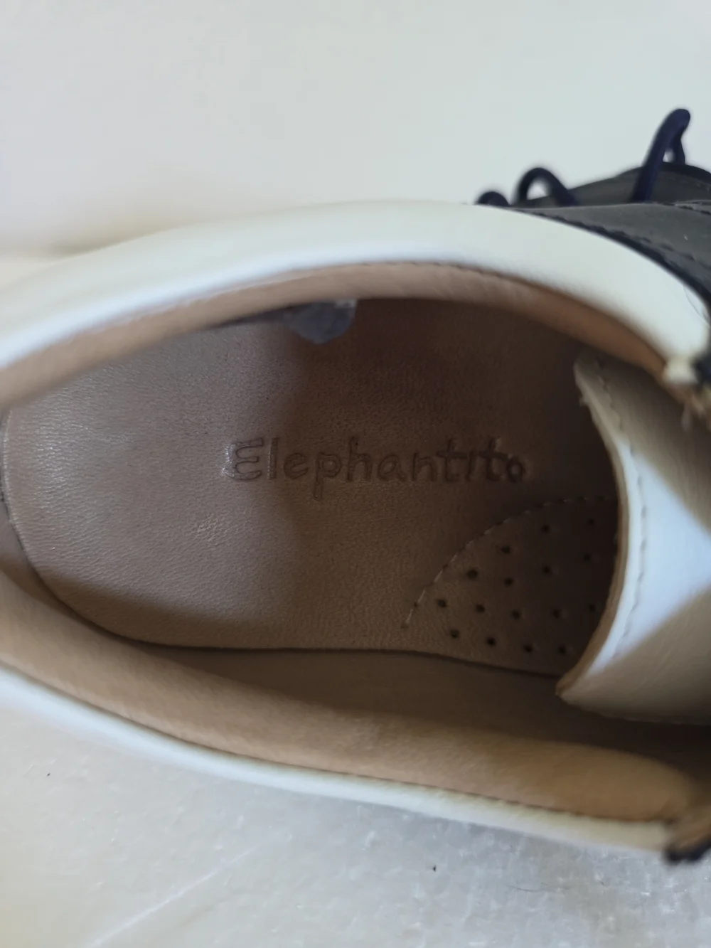 Elephantito White and Navy Lace-Up Oxfords